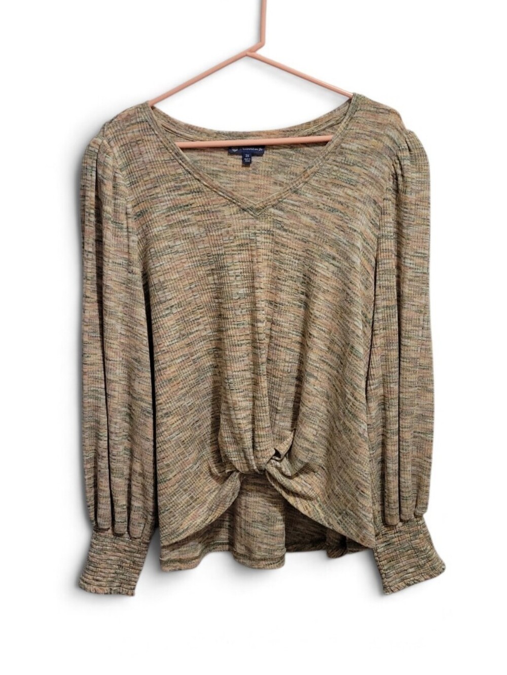 Democracy V-neck Space Die Twist-Knot Top